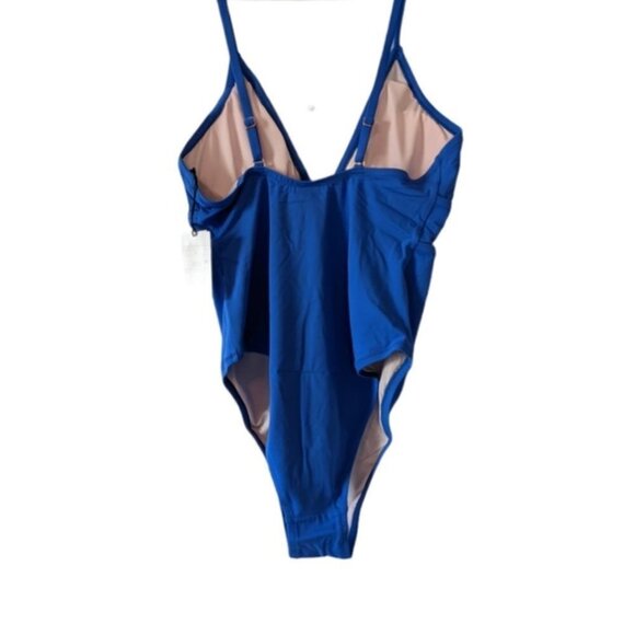 ✨ Shade & Shore Lace-Up One Piece Swimsuit Blue - Picture 3 of 5